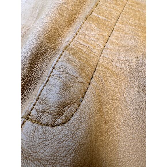 Vintage 80s PumpkinSpice SmoothGrained Leather Pants HighWaist Fall Thanksgiving - Picture 7 of 11